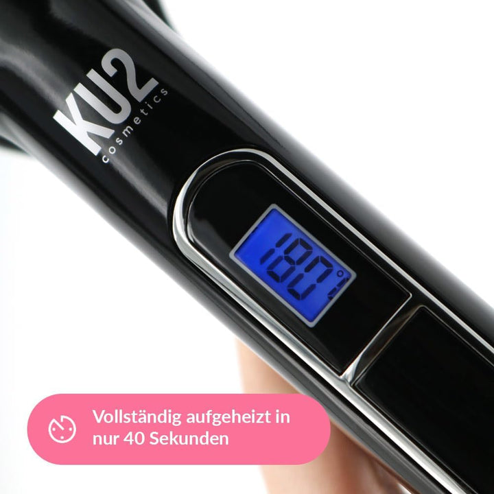 KU2 Cosmetics Haarglätteisen Bold I Extra breite 37 mm Keramik-Platten, LED-Display I 130–220 °C & 4