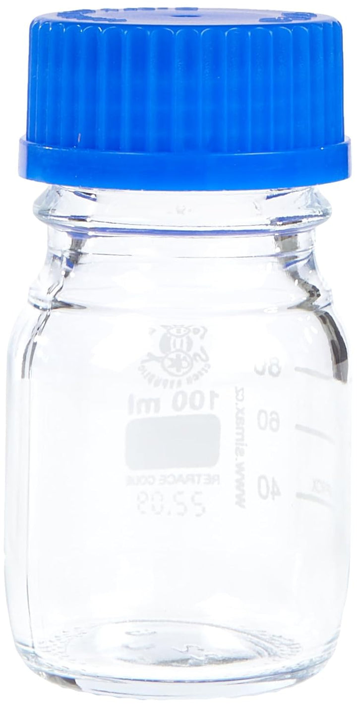 neoLab E-1429 Laborflaschen, GL 45, 100 mL, Iso-Gewinde, Kappe + Ausgiessring (10-er Pack)