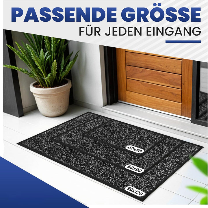 Mibao Fussmatte für Innen & Aussen, 90x120cm Anthrazit Fussmatten, Dauerhaft Waschbar Fussmatte, Sch
