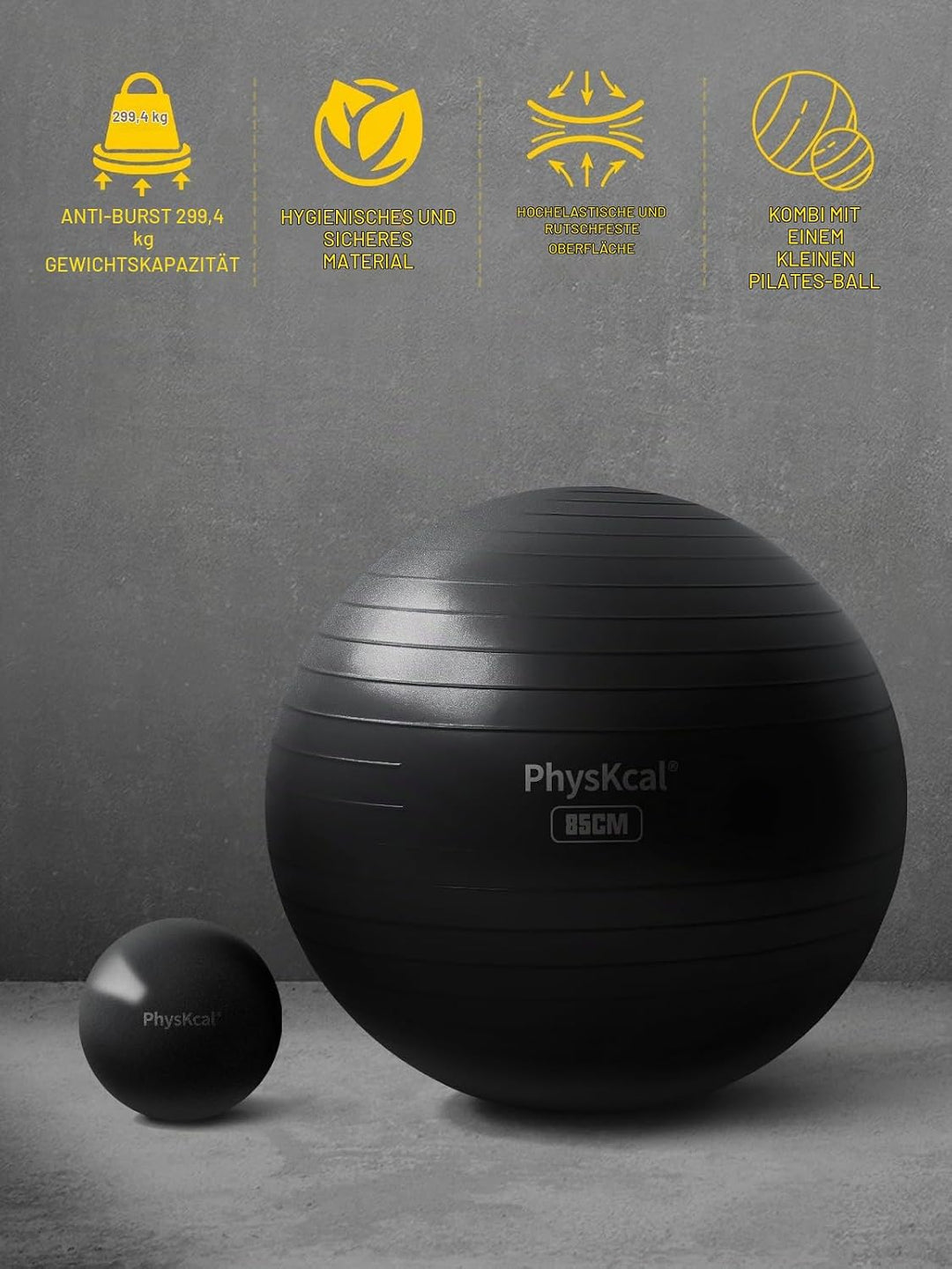 Gymnastikball und 23 cm Pilatesball Set, Anti Burst Gymnastikball, Anti-Rutsch-Sitzball, Balanceball