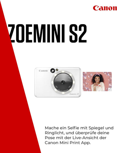 Canon Zoemini S2 Mini Sofortbildkamera + Fotodrucker mobil tragbar unterwegs Hosentasche (Fotodruck