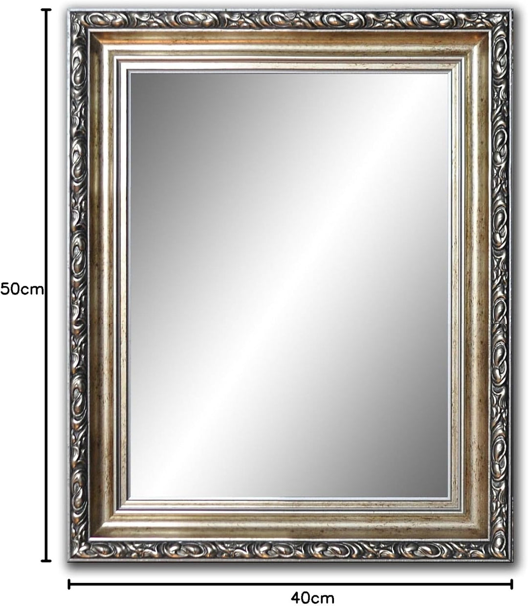 50 cm x 40 cm, Spiegel mit Rahmen, Badezimmerspiegel Antik, Alte Spiegel, Handgefertigte, Stabiler R