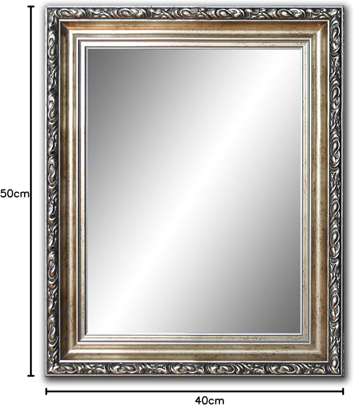 50 cm x 40 cm, Spiegel mit Rahmen, Badezimmerspiegel Antik, Alte Spiegel, Handgefertigte, Stabiler R