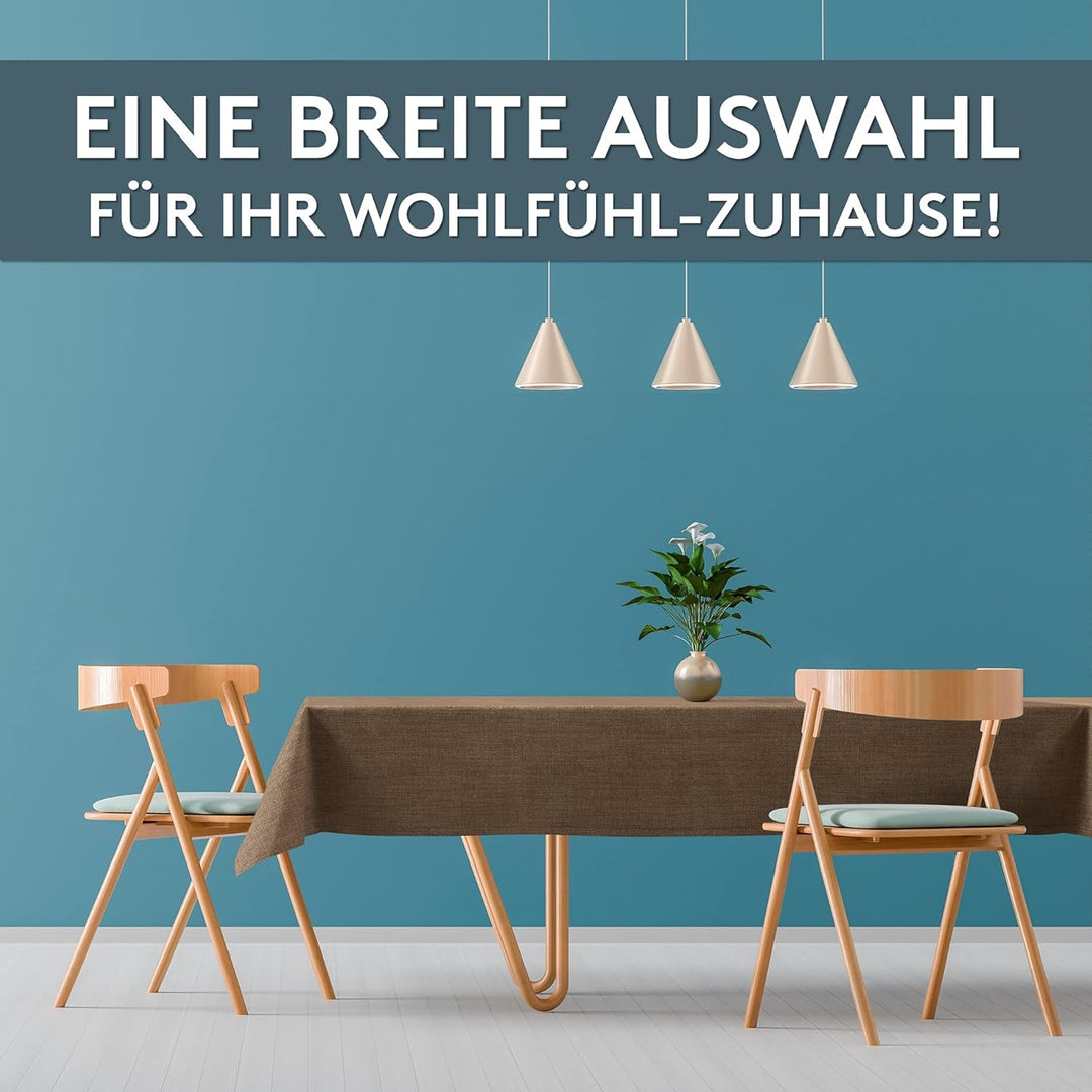 LILENO HOME Tischdecke abwaschbar [110x140cm] in Braun - Gesäumte Polypropylen Gewebe Tischdecke was