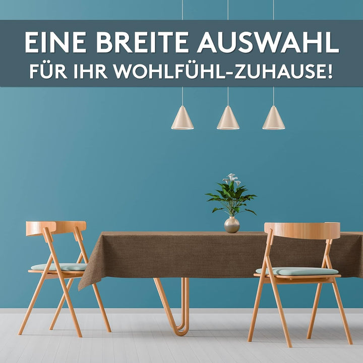 LILENO HOME Tischdecke abwaschbar [110x140cm] in Braun - Gesäumte Polypropylen Gewebe Tischdecke was