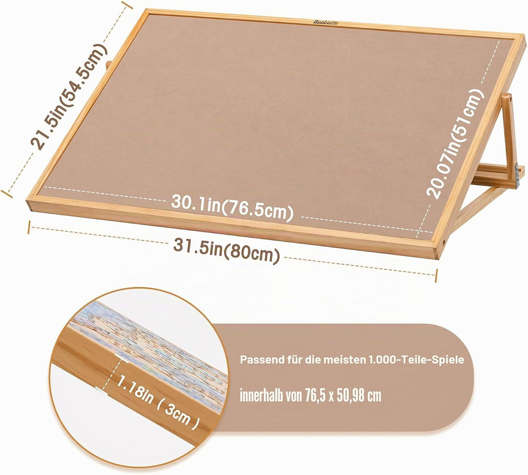 Becko Adjustable Wooden Puzzle Board Jigsaw Puzzle Plateau Puzzle Easel for Adults and Kids for Puzz