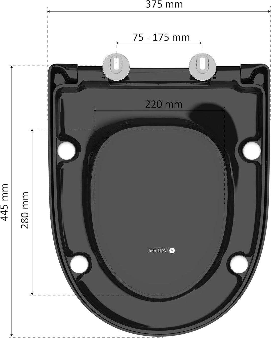 instmaier | D-Form | Toilettendeckel mit Absenkautomatik | schwarz glänzend | Made in Germany | Toil