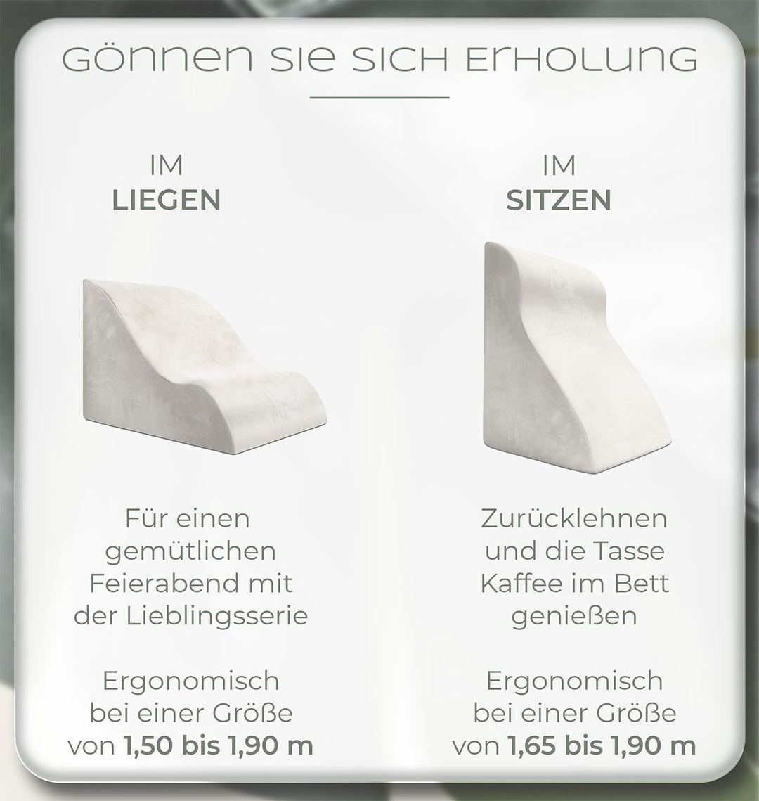 Lesekissen für Bett und Sofa, Bequemes Rückenkissen mit Memory Foam, Reflux Kissen verwendbar als Ke