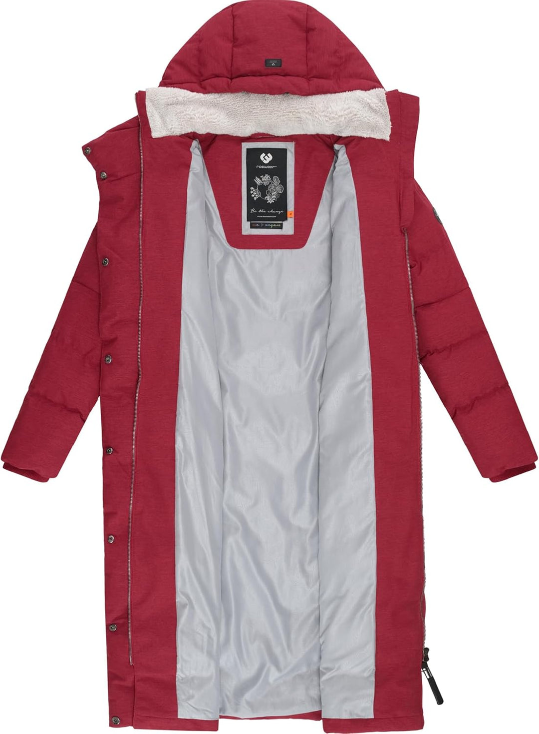 Ragwear Damen atmungsaktiver Wintermantel warmer wasserdichter Steppmantel lang mit Kapuze Pavla Lon
