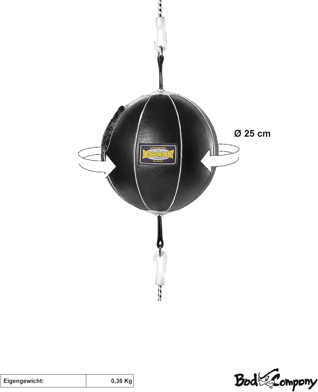 Bad Company Doppelendball aus Leder inkl. elastischen Spanngurten I 25 cm Durchmesser I Boxball für