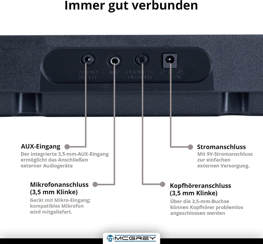McGrey LK-6120-MIC Keyboard Set - Einsteiger-Keyboard mit 61 Leuchttasten - 255 Sounds und 255 Rhyth
