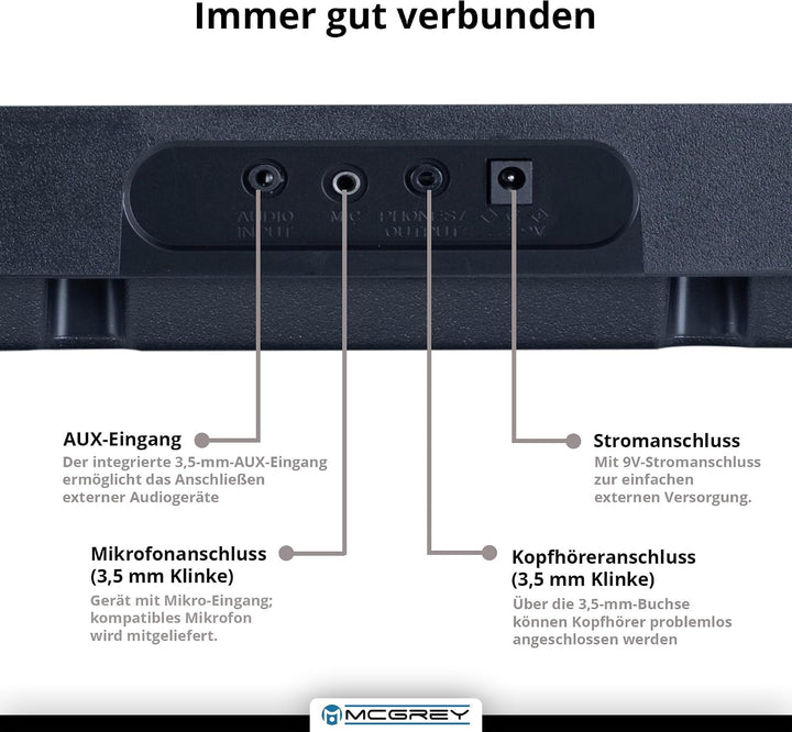 McGrey LK-6120-MIC Keyboard Set - Einsteiger-Keyboard mit 61 Leuchttasten - 255 Sounds und 255 Rhyth