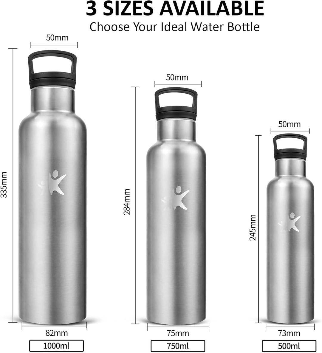Wasserflasche- 750ml- Trinkflasche Edelstahl, Wasserflasche mit Strohhalm, BPA-Frei, Isolierflasche