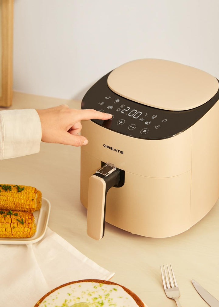 CREATE/FRYER AIR PRO COMPACT/Heissluftfritteuse 3.5L Sand / 8 Programme, Display, praktisch, leichte
