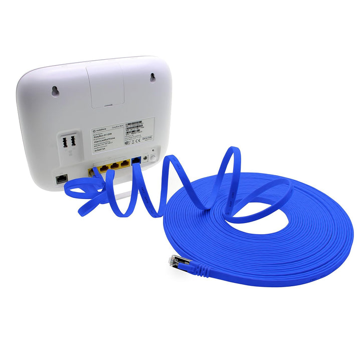 5m - blau - 10 Stück Cat7 Flachkabel Netzwerkkabel Cat 7 Rohkabel Gigabit Lan (10Gbit/s) Flachbandka