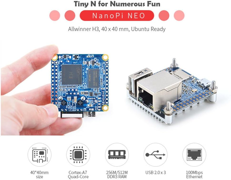 youyeetoo NanoPi NEO mit 512 MB DDR3 RAM & Allwinner H3 & Quad-Core Cortex-A7 bis 1,2 GHz, NanoPi NE