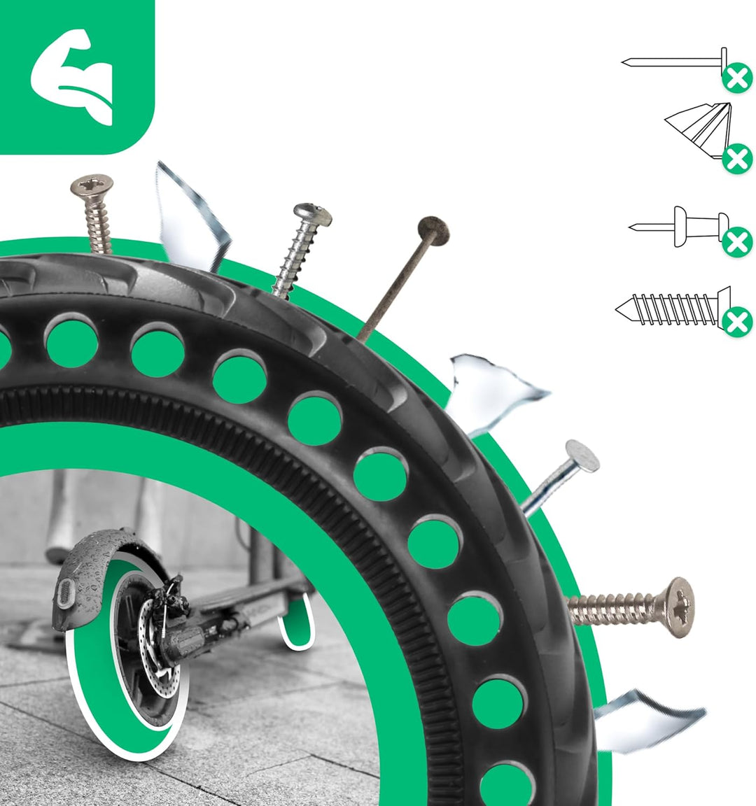 MOOVMOOV Vollgummireifen 8.5 Zoll für Elektroroller - Pannensicherer escooter Reifen 8,5 Zoll (8 1/2