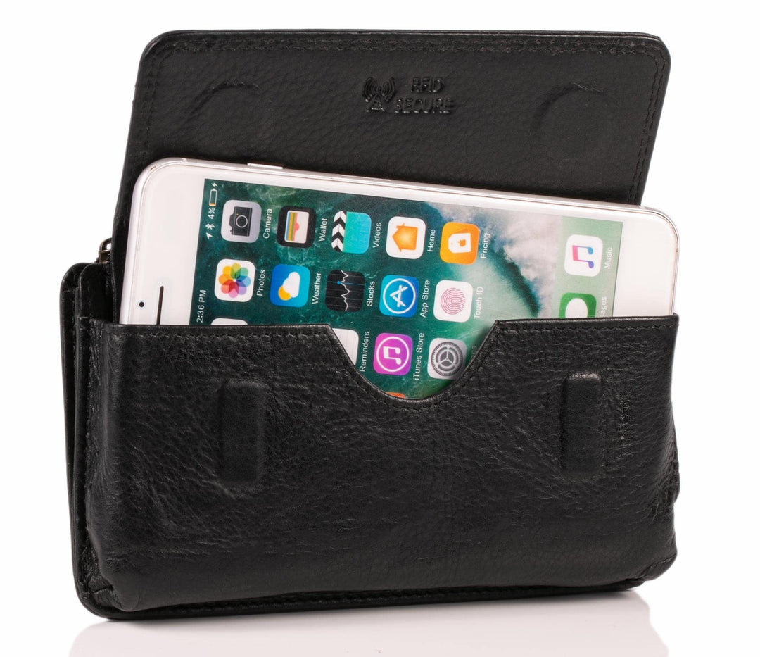 MATADOR Echt Leder Universal Handy-Tasche Holster Gürteltasche Magnetverschluss Quer für Handys bis