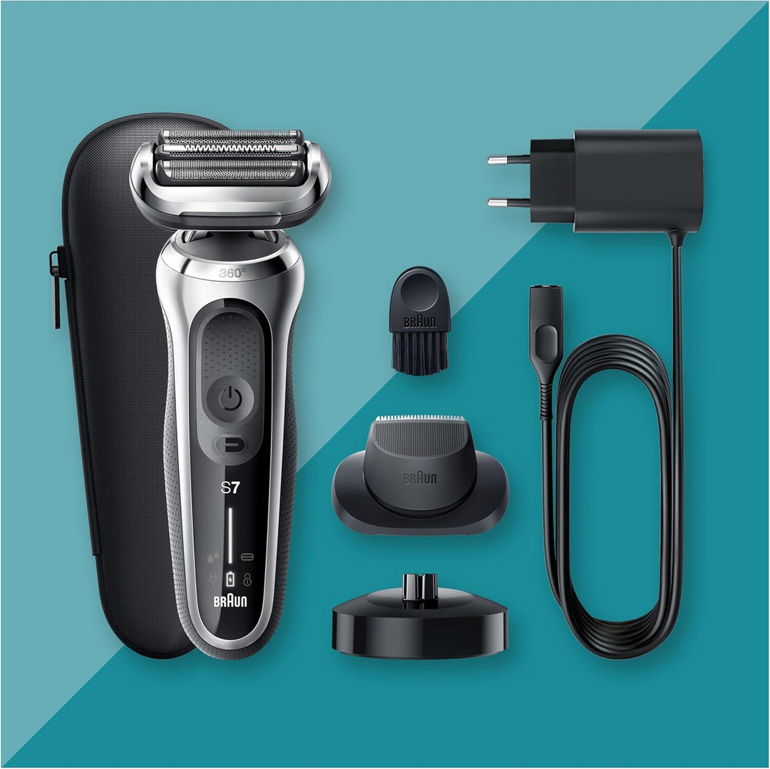 Braun Series 7 Rasierer Herren mit EasyClick Aufsatz, Elektrorasierer &amp; Präzisionstrimmer, 360° Flex