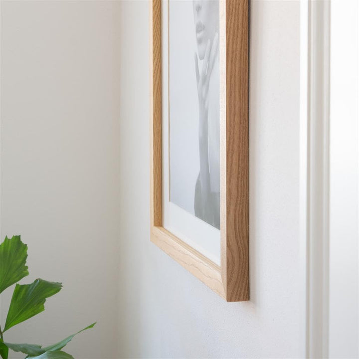 DÖRR Bilderrahmen Oakwood Slim 40x50 hellbraun, Eiche-Massivholz, Echtglas, mit Passepartout, Hoch-