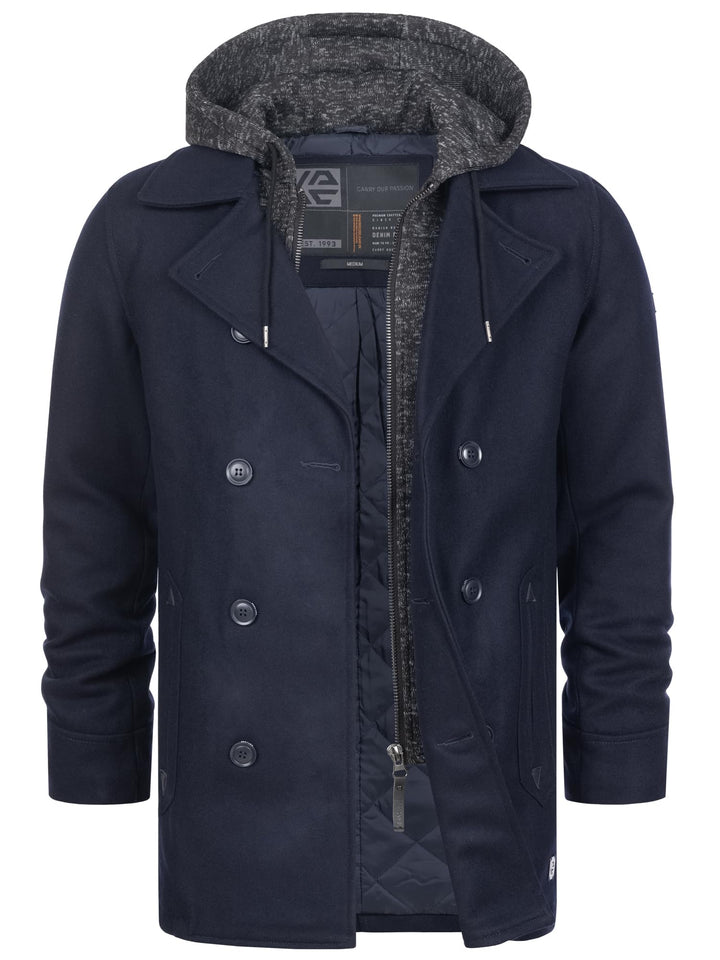 Indicode Herren Cliff Kurzmantel mit Stehkragen | Wollmantel Herrenmantel Mantel S Navy, S Navy