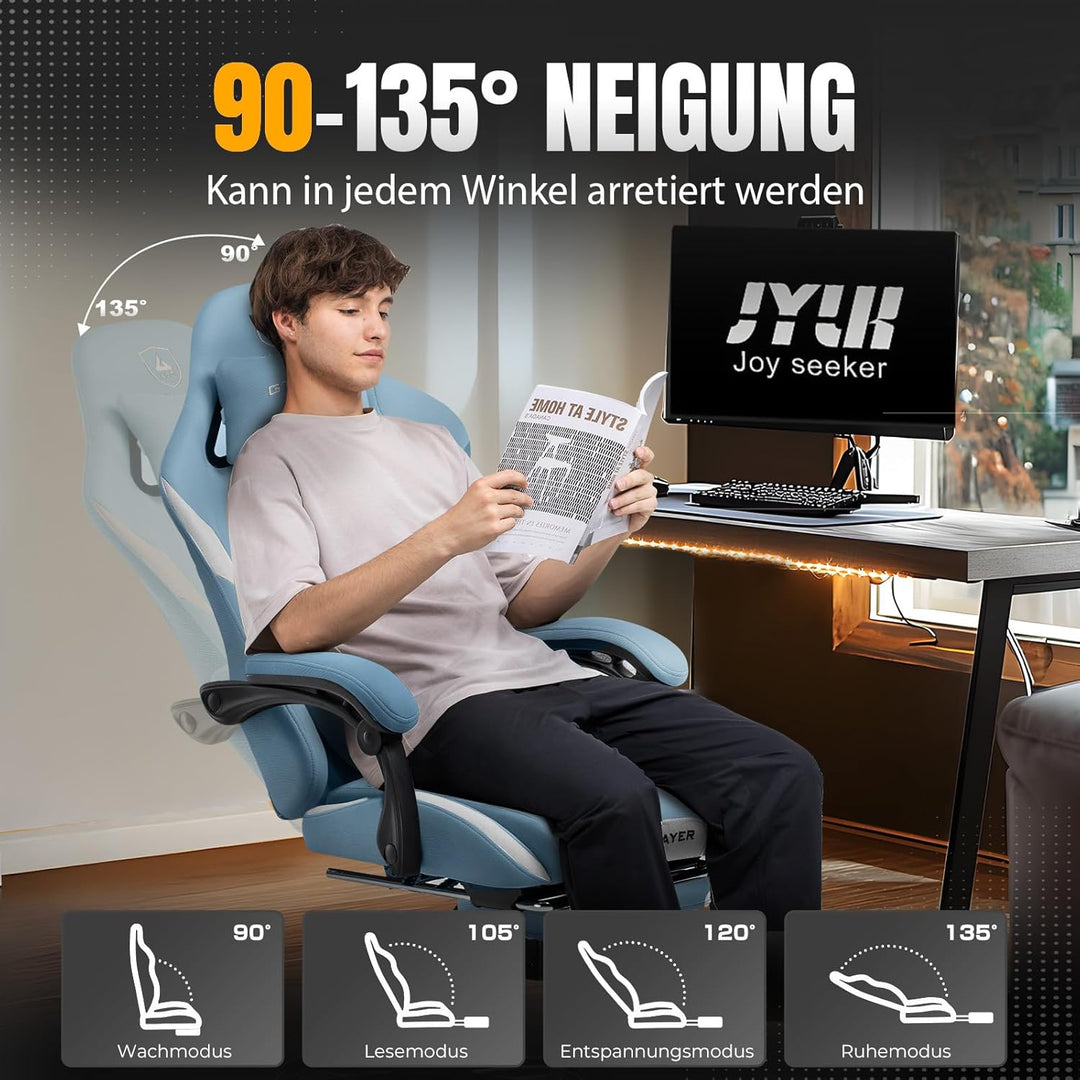 GTPLAYER Gaming Stuhl, Gamer Stuhl, Atmungsaktiver Bürostuhl aus Hochwertigem Stoff, Ergonomischer P
