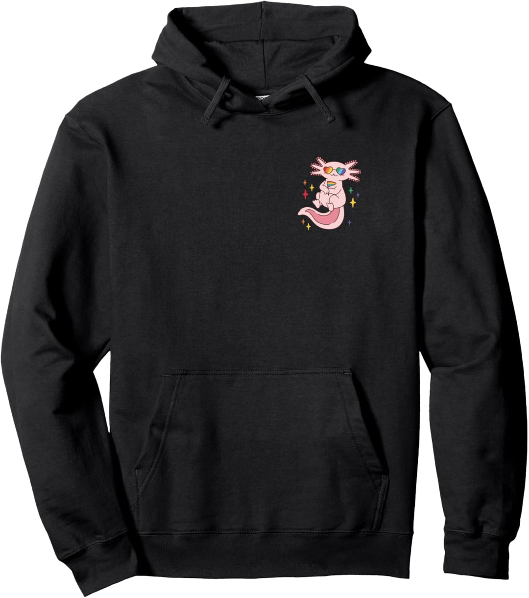 Regenbogen Axolotl Comic Grafik für Herren Damen Kinder Pullover Hoodie