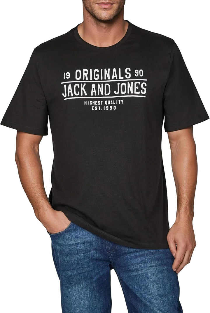 JACK & JONES JJLINO T-Shirt 4er Pack Rundhals Kurzarm Shirt Regular Fit Print Sommer 100% Baumwolle