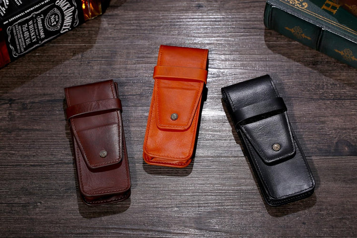 Cronus & Rhea - Stifteetui aus Leder - Modell: Basilisk - Mit Geschenkbox - Federmäppchen - Stifteha
