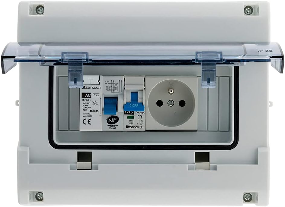 Coffret électrique étanche IP65 8 modules équipé livré avec accessoires Einzigartig, Einzigartig