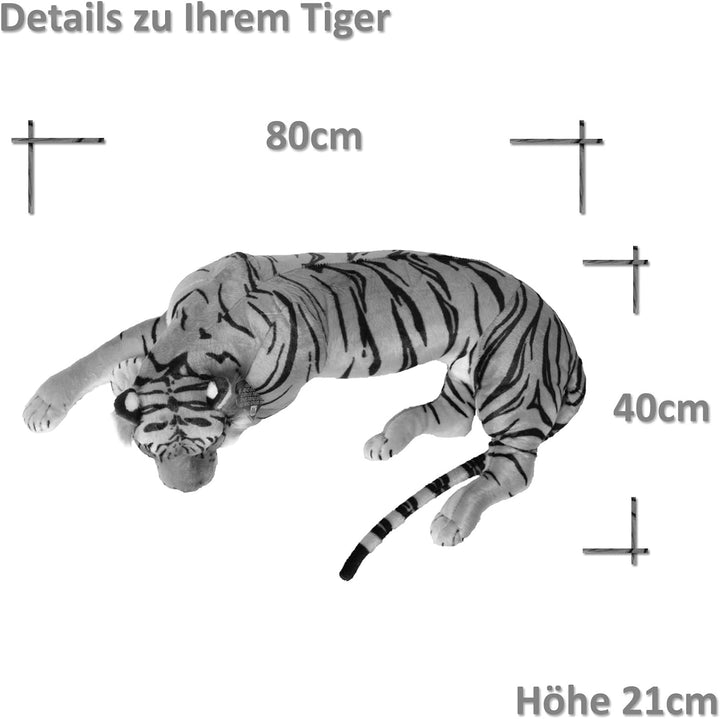 TE-Trend Weisser Tiger Kuscheltier XXL Plüschtier Stofftier liegend Katze Grosskatze Raubkatze Deko