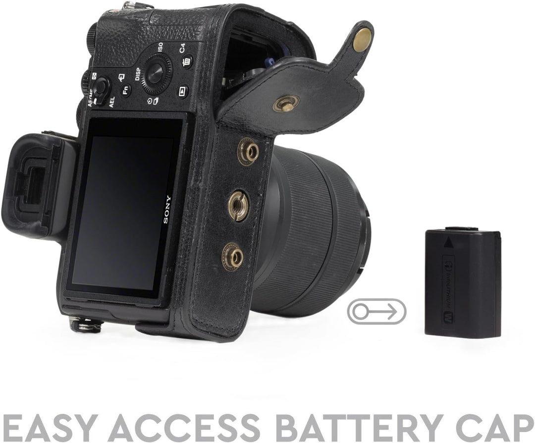 MegaGear Sony Alpha A7S II, A7R II, A7 II (28-70mm) Ever Ready Echtleder Kamera-Case mit Trageriemen