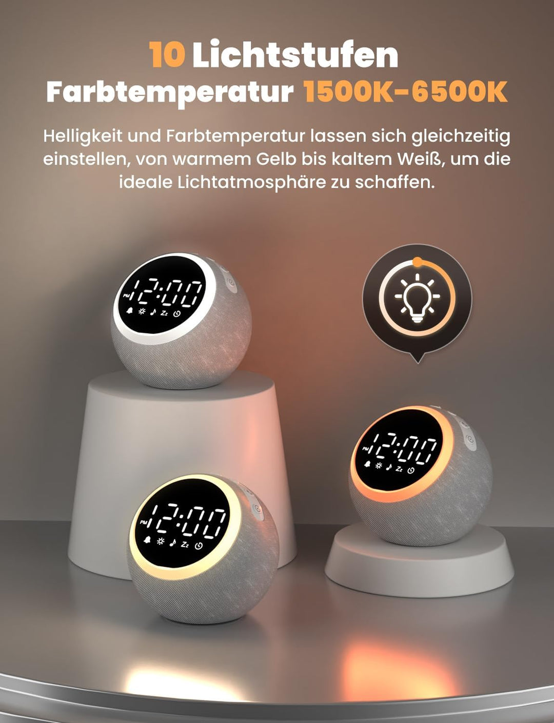 LIORQUE White Noise Machine mit Wecker, 25 beruhigende Schlafgeräusche, einstellbarer Bildschirm, Na