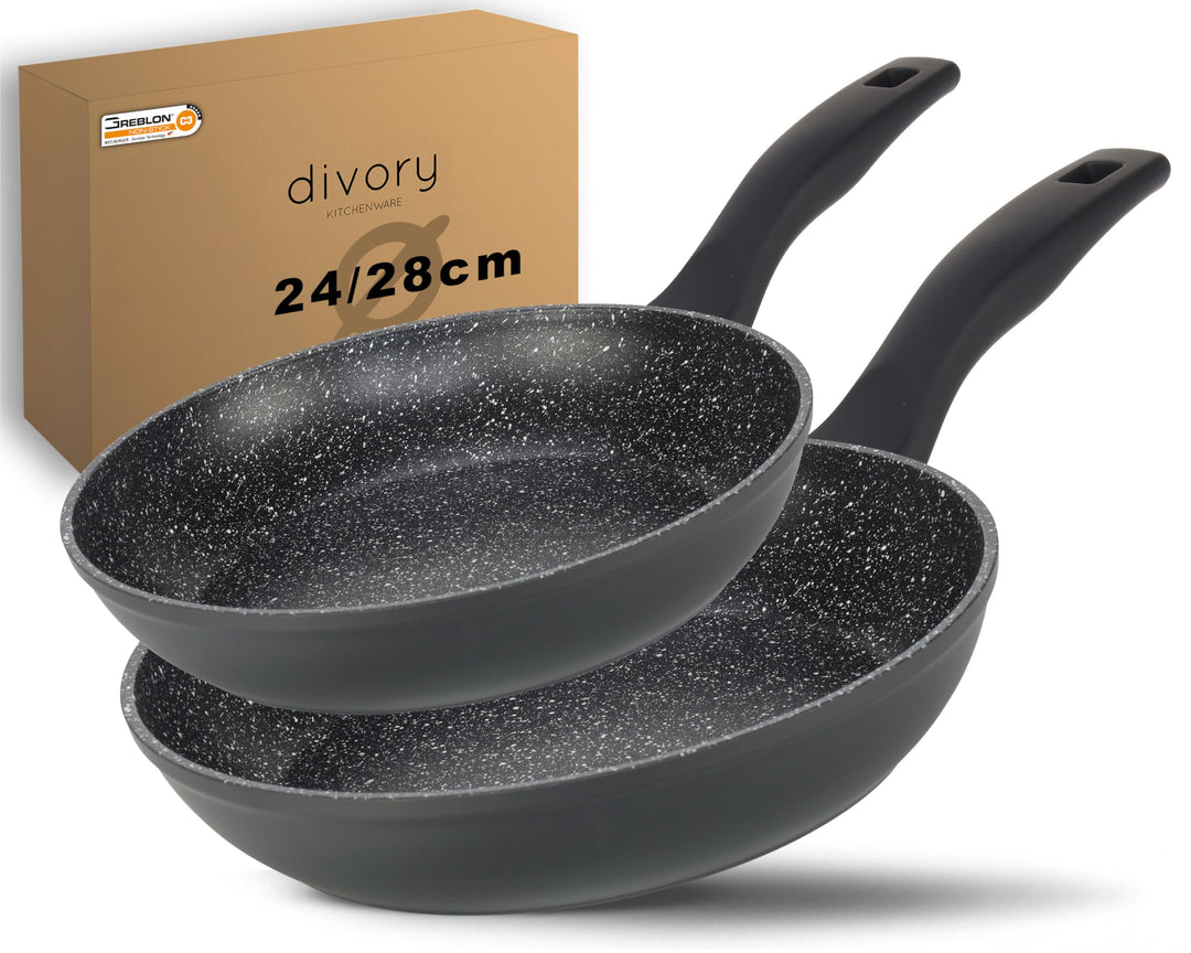 DIVORY Pfannenset 2-teilig Pfanne 24cm, 28cm Induktion – Antihaft Beschichtete grosse Universalpfann