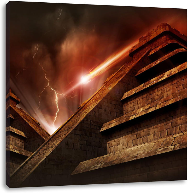 Majatempel bei Gewitter, Format: 70x70 auf Leinwand, XXL riesige Bilder fertig gerahmt mit Keilrahme