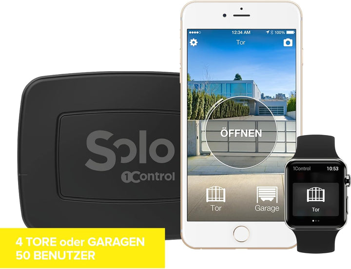 1Control Solo EVO, Drahtloser Bluetooth Toröffner, Garagentoröffner für Mobiltelefon zum Öffnen von