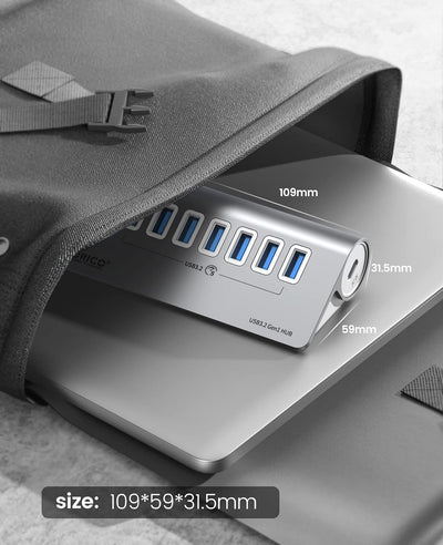 USB C Hub, ORICO USB C 3.2 GEN 1 Hub, 7-Port Aluminium USB Verteiler mit 1M USB C Kabel, 5Gbps, USB