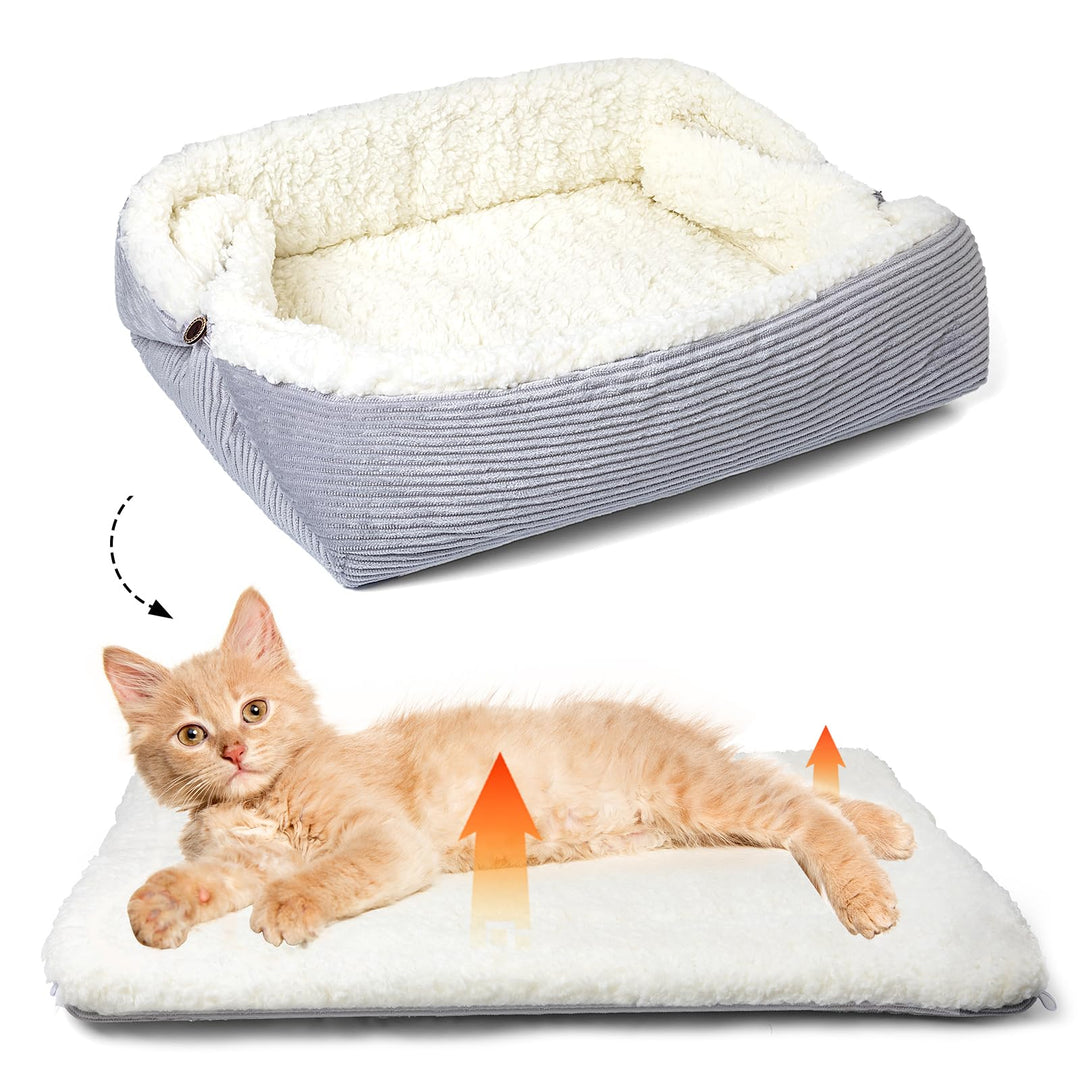 Weiches Katzenbett Waschbar 42x38 cm Plüsch Haustierbett für Kleine Hunde und Katzen - 2 in 1 Katzen