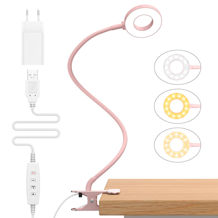 iZELL 23 LED Leselampe Bett Dimmbar -【3 Modi & 10 Helligkeitsstufen】 Augenschutz Klemmlampe mit 70cm