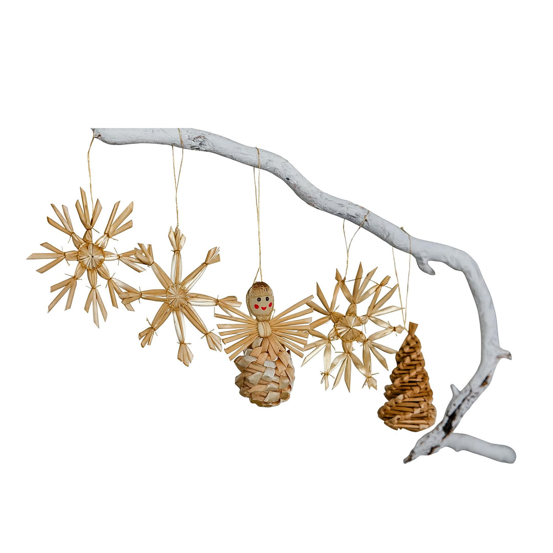 HEITMANN DECO Strohschmuck Set 32-teilig – Traditioneller Christbaumschmuck aus Naturstroh – Sterne,