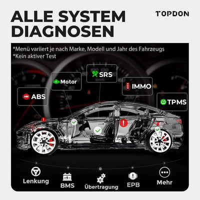 TOPDON ArtiDiag800 BT - OBD2 Batteriebetrieben Diagnosegerät für alle Fahrzeuge, KFZ mit Full System