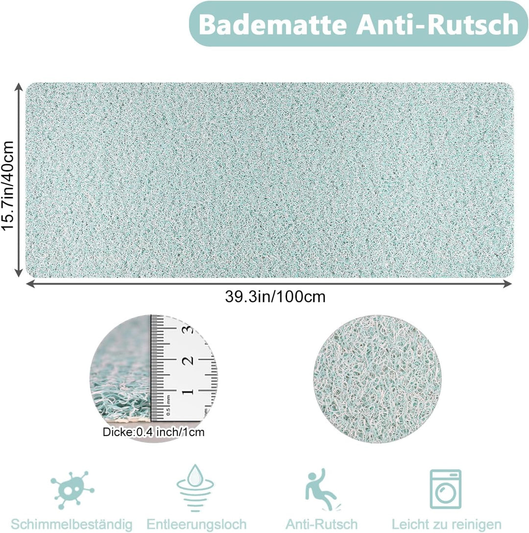 Duschmatte rutschfest, 40 x 100 cm Weich Komfort Sicherheits Badewannenmatte, Antibakterielle Badema