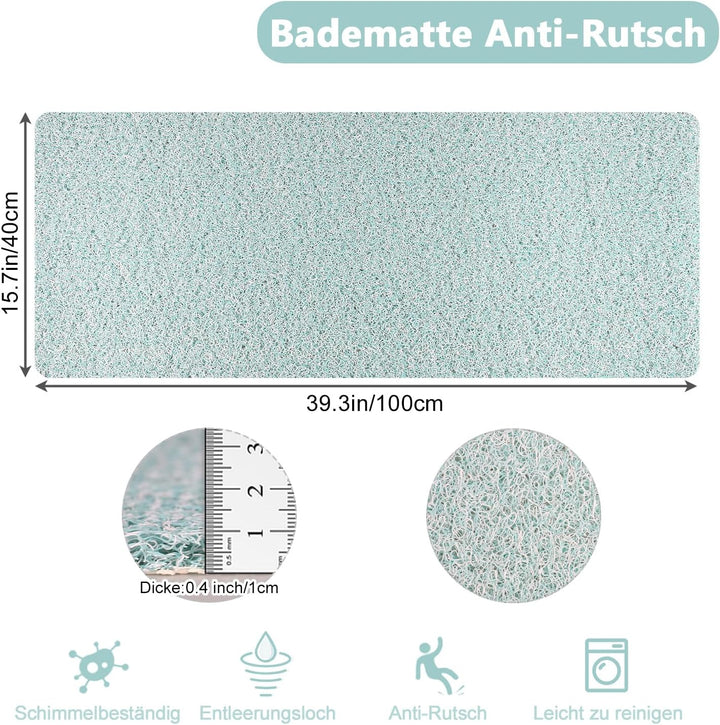 Duschmatte rutschfest, 40 x 100 cm Weich Komfort Sicherheits Badewannenmatte, Antibakterielle Badema