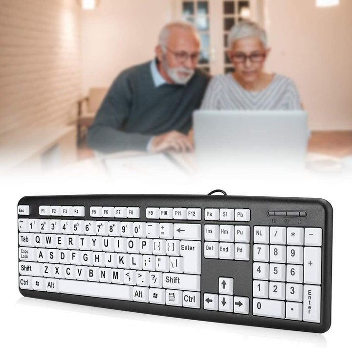 Dilwe Grossdrucktastatur, Kabeebundene Grossbuchstaben-Tastatur, USB-Tastaturen mit 104 Tasten, Sehb