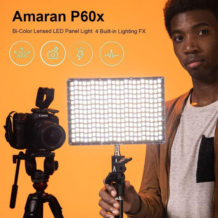 Aputure Amaran P60x Bi-Color Video Light Led Panel, CRI95+ TLCI 97+ 3200-6500K 60W, Unterstützt Sidu