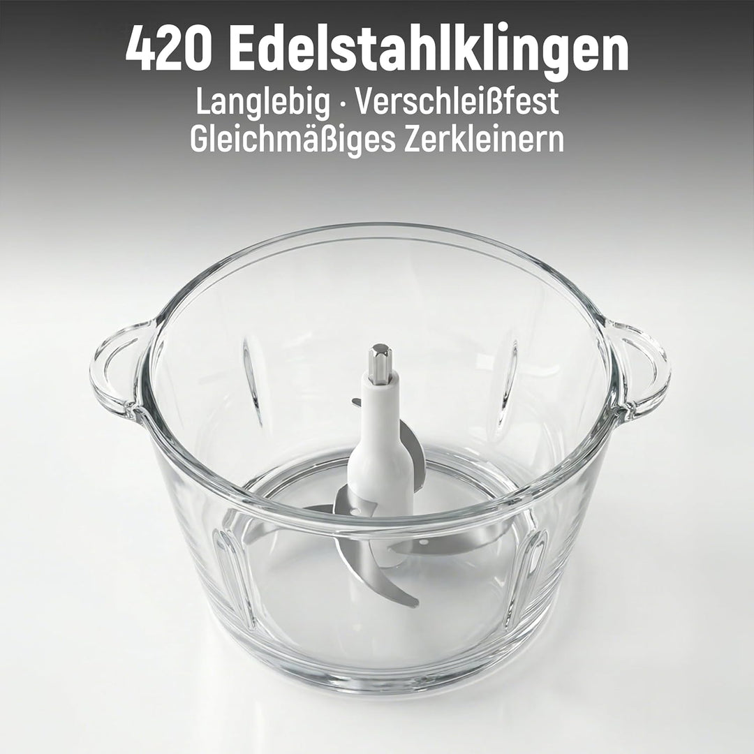 SIMPLUS Multizerkleinerer Elektrisch 1.8L Glas, 420 Edelstahl 4 Klingen, 2 Geschwindigkeiten, 6 Seku