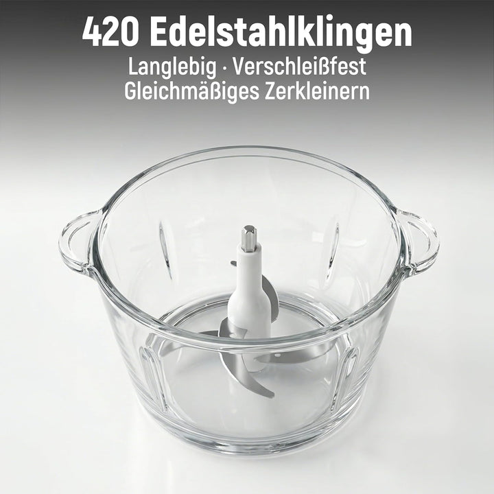 SIMPLUS Multizerkleinerer Elektrisch 1.8L Glas, 420 Edelstahl 4 Klingen, 2 Geschwindigkeiten, 6 Seku