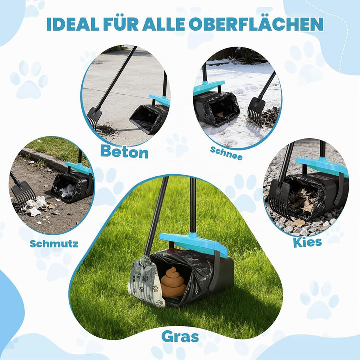 Hundekotschaufel Schwenkbehälter Rechen Spaten, Drehbarem Hundekotsammler Hundekotpicker, Kotschaufe