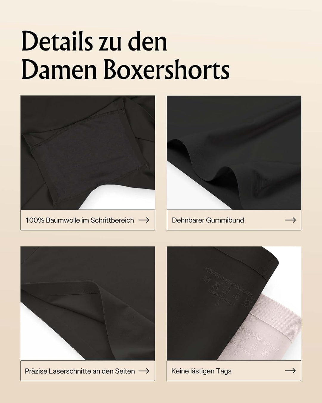 SHARICCA Boxershorts Damen Nahtlos Shorts Radlerhose Unterhose Hotpants Kurze Hose Hohe Taille Boxer