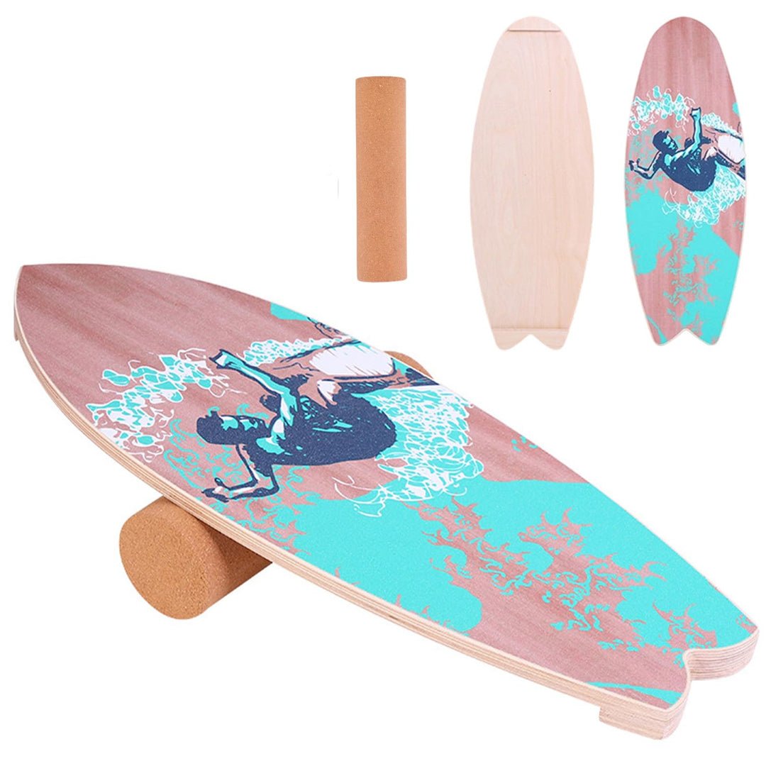 Surfin Balance Board, Balance Board Erwachsene mit Rolle, Balance Board Holz, Rutschfest, 150 Kg Bel